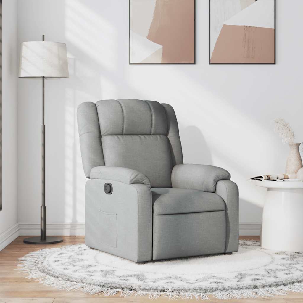 Sillón reclinable de tela gris claro qweo5883