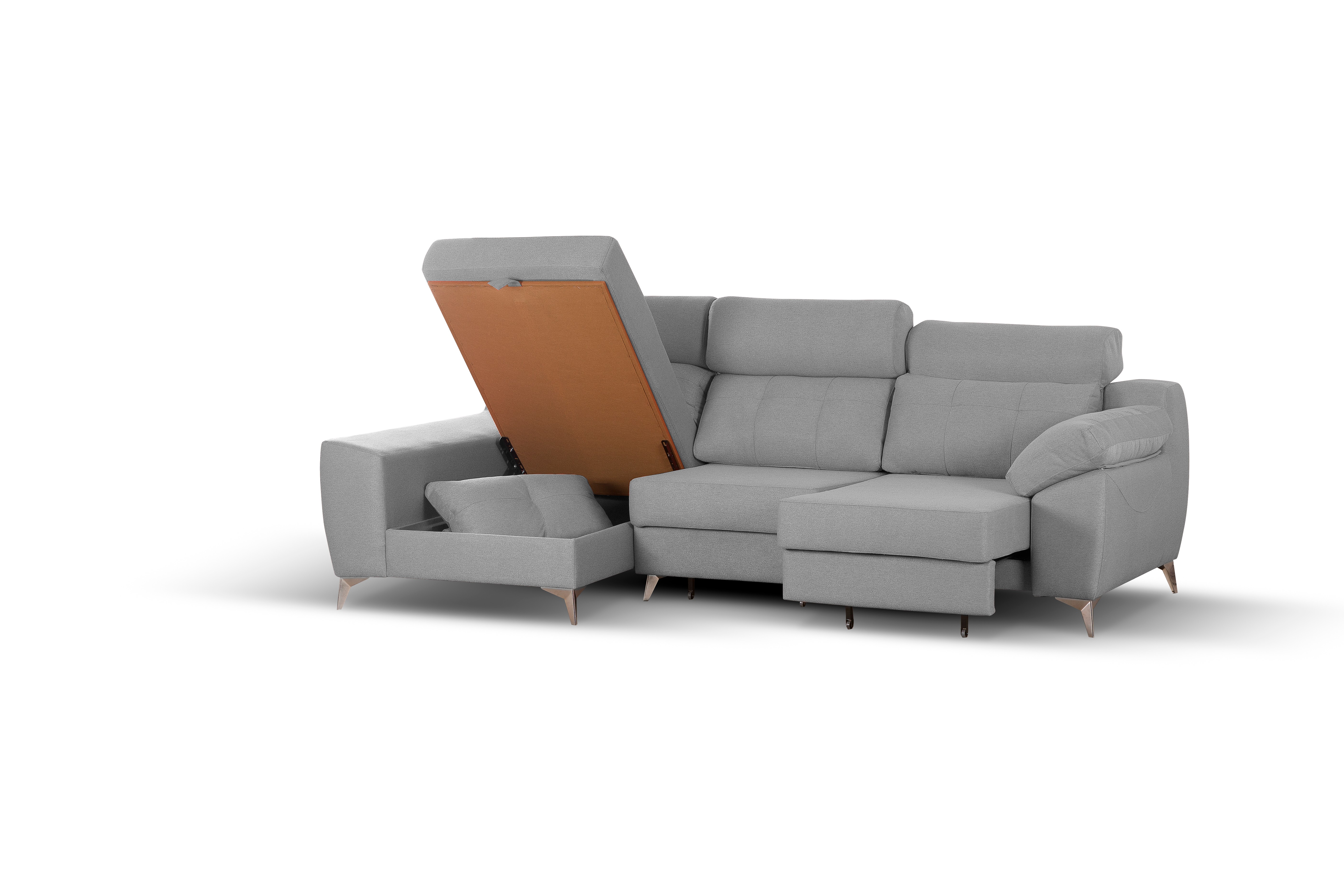 Sofá cama chaiselongue elegance gris izquierda