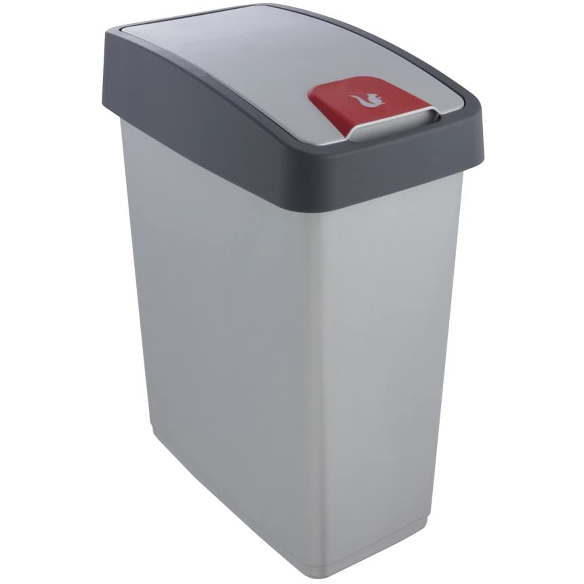 Keeeper cubo de basura premium plateado de 25l con tapa abatible