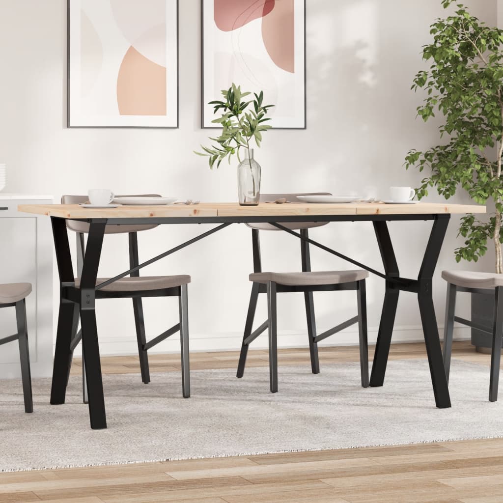 Mesa de comedor marco y madera maciza pino acero 140x80x75,5 cm oif263270