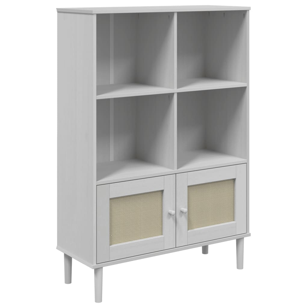 vidaXL estantería senja aspecto ratán madera pino blanco 90x35x130 cm