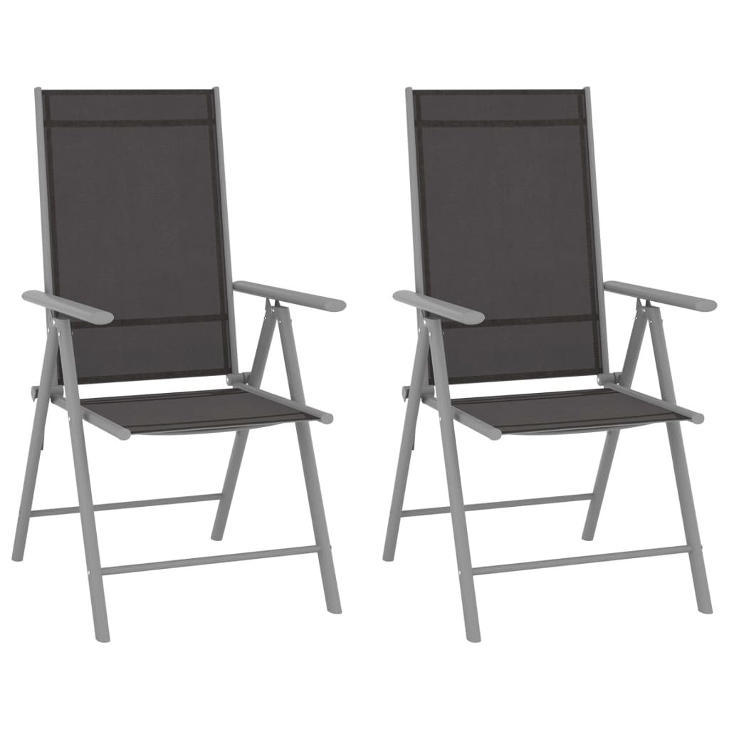 vidaXL sillas de jardín plegables 2 unidades textilene negro