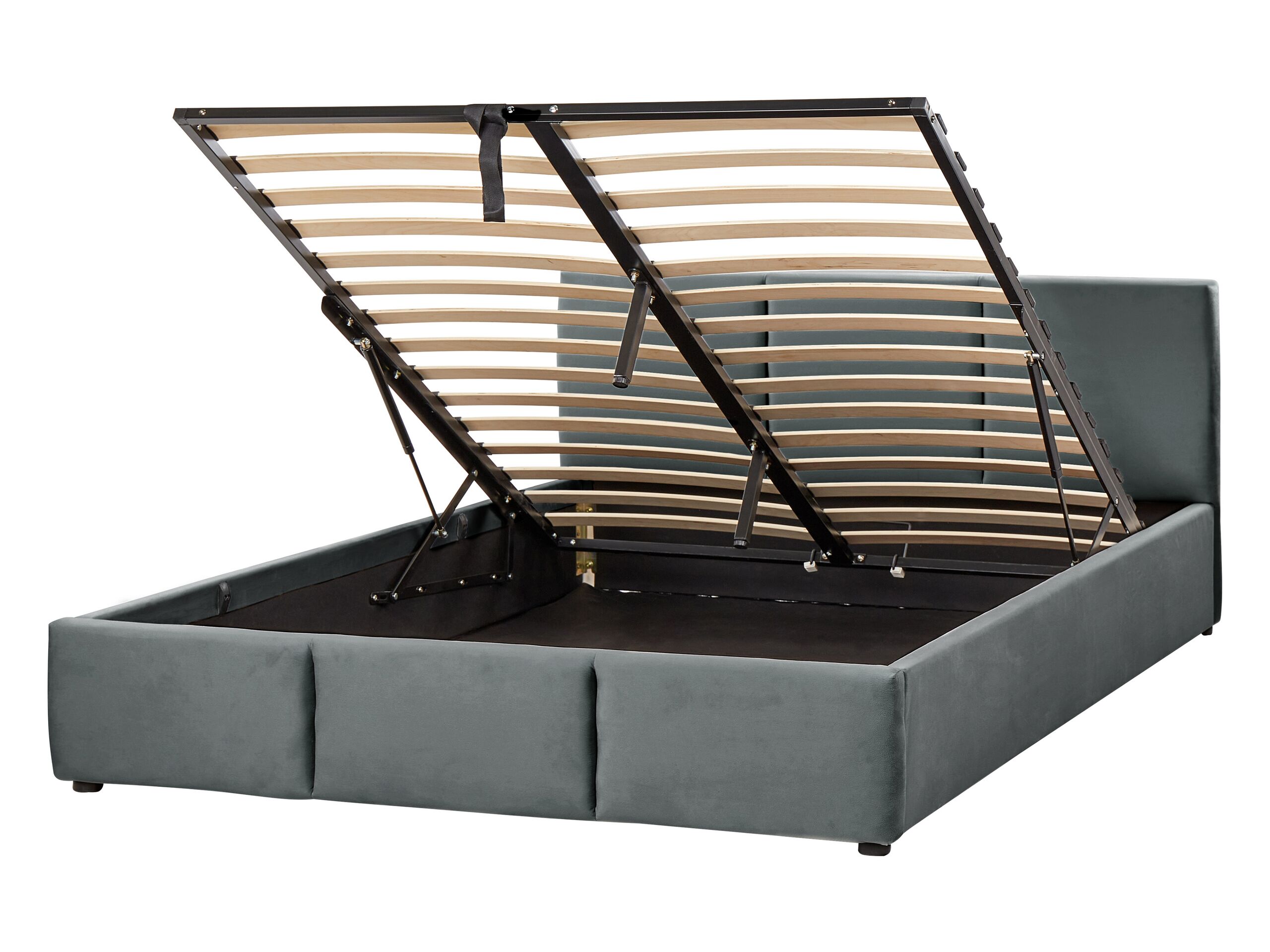 Cama con almacenaje bousse terciopelo gris oscuro 140 x 200 cm