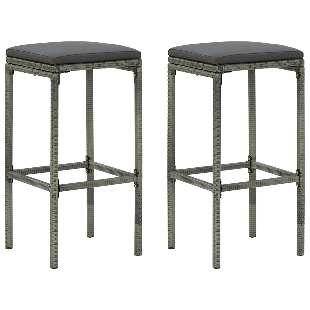 Taburetes de cocina con cojines 2 uds ratán sintético gris es4232