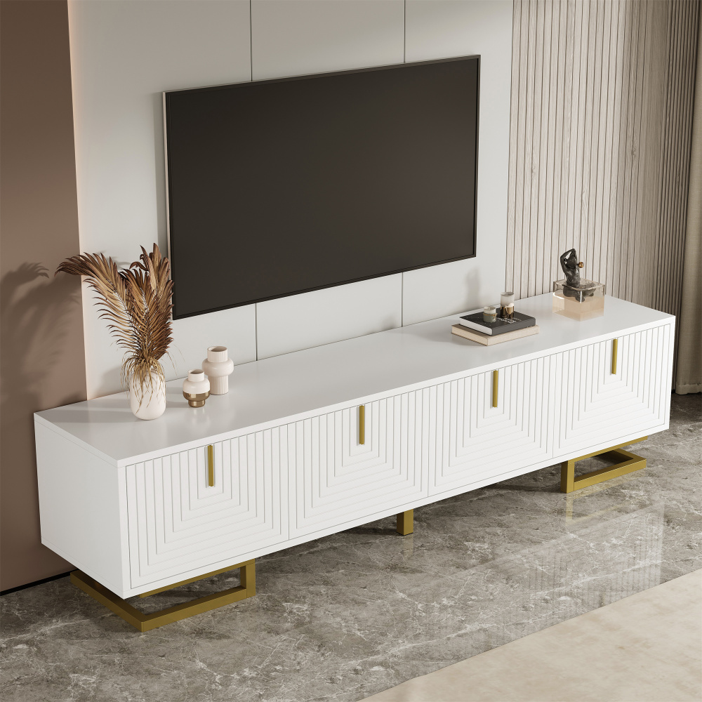 Mueble de tv con 4 puertas blanco 44,5x160x38cm