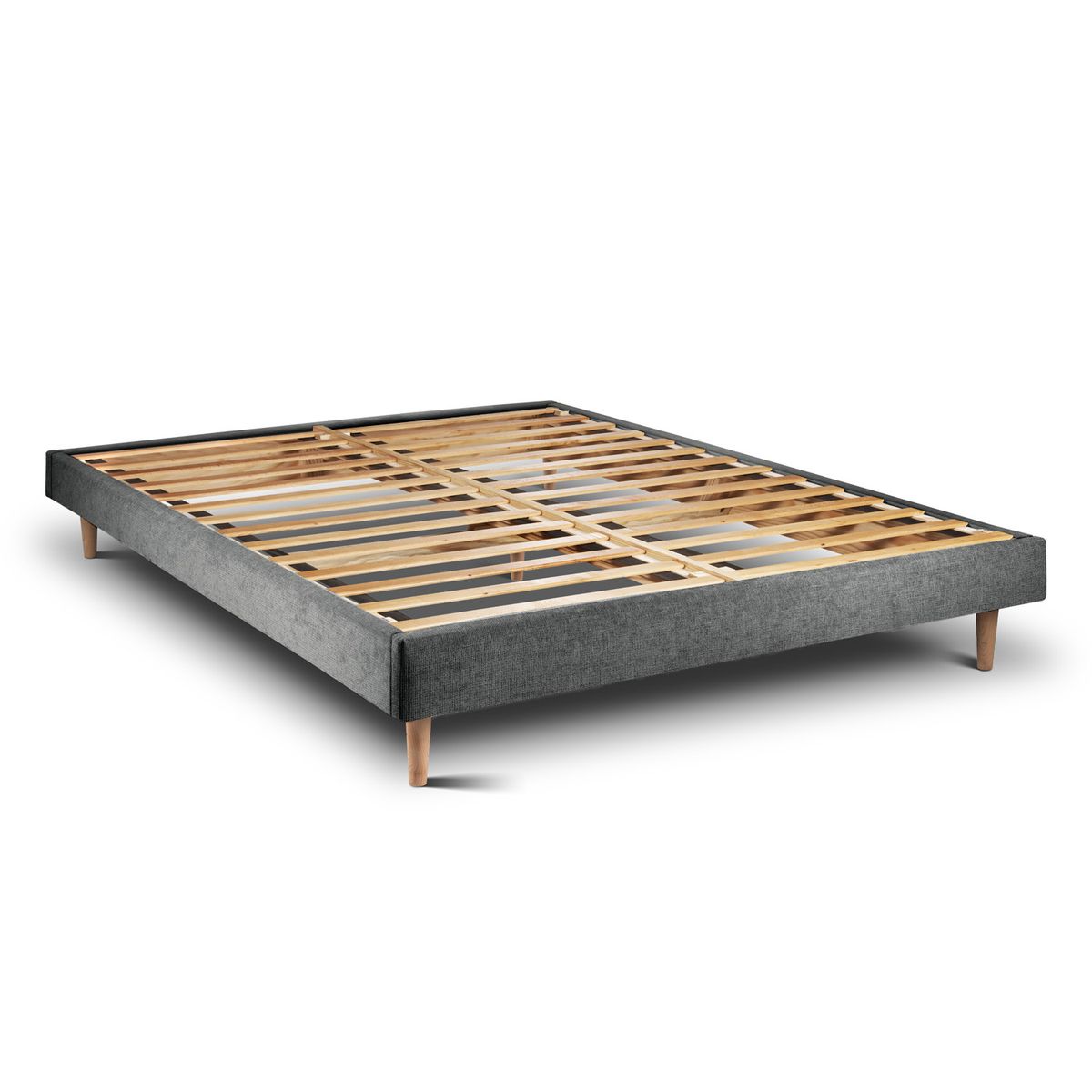 Somier de láminas 140x200 cm - tejido lienzo mate - kit de montaje - gris a
