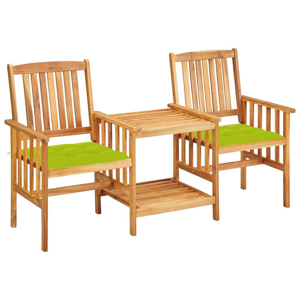 vidaXL sillas y mesita de jardín con cojines madera maciza acacia