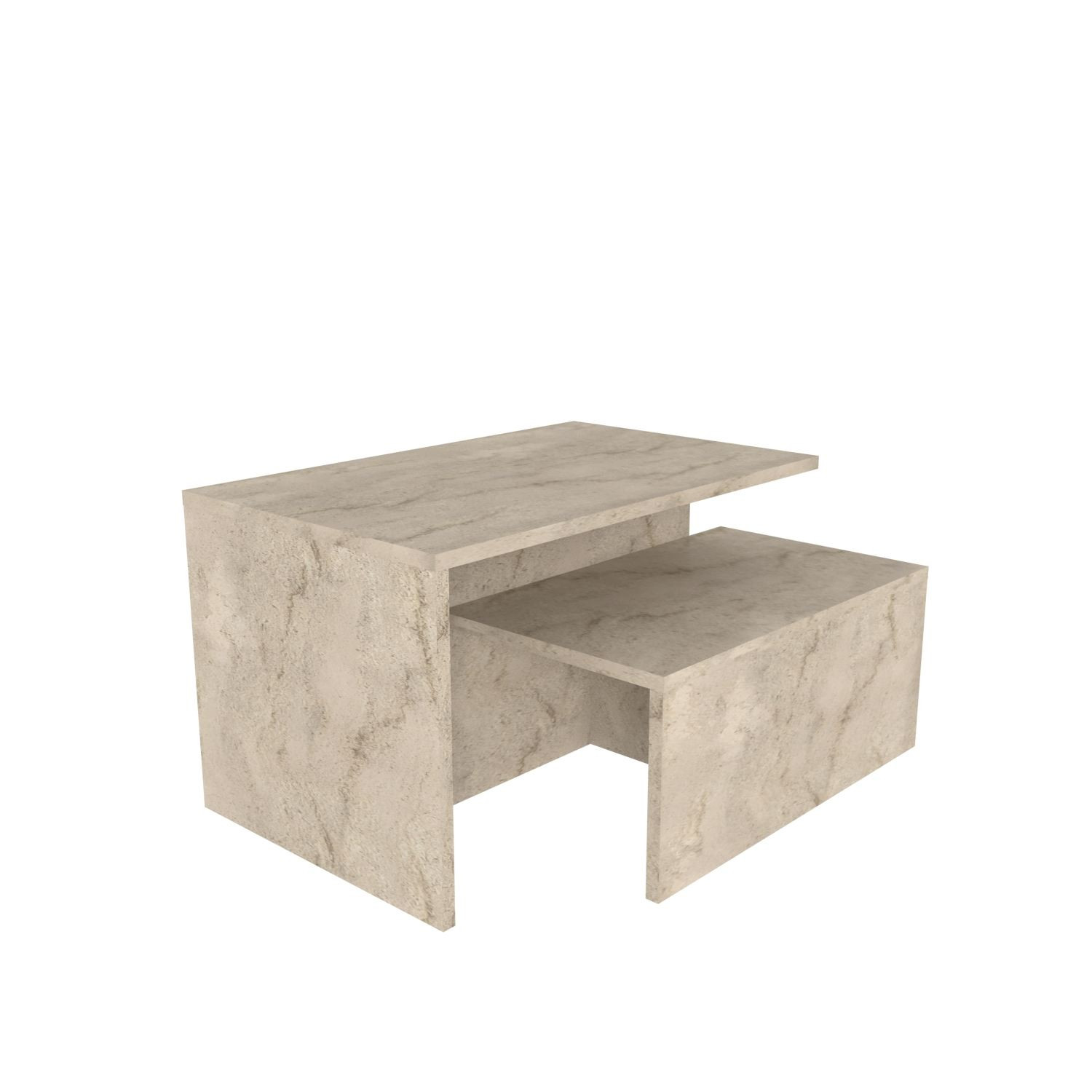 Mesa extensible (2 piezas) de madera <<twins>> 72 x 45 x 42 cm - travertino