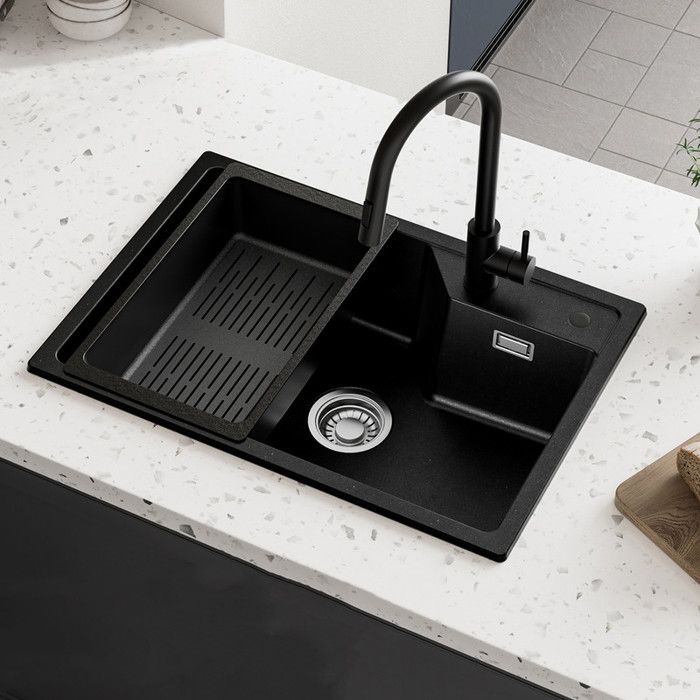 Fregadero de cocina - cecipa max - 65x45cm - granito - canasta escurridor -
