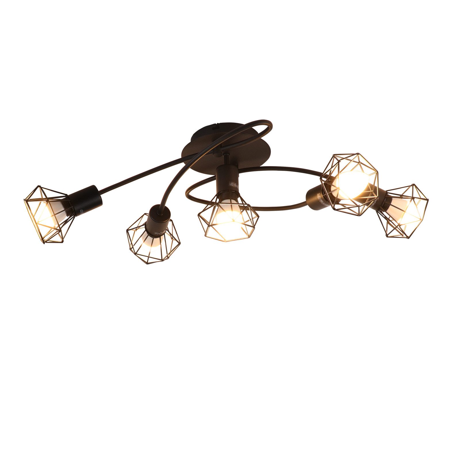 Nettlife plafon LED e14 plafon negra 5 bombillas industriales foco