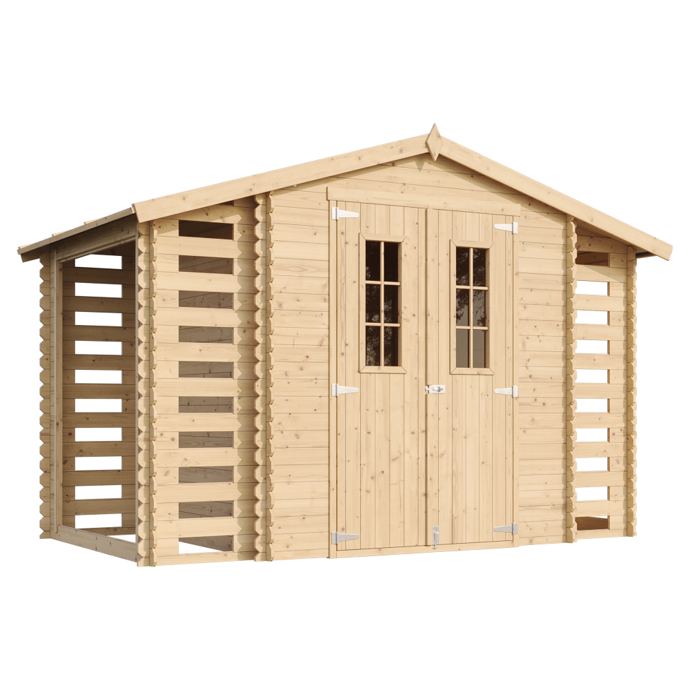 Timbela m391c caseta de madera con 2 leñeras - 3,53 + 0,97 + 0,97 m2