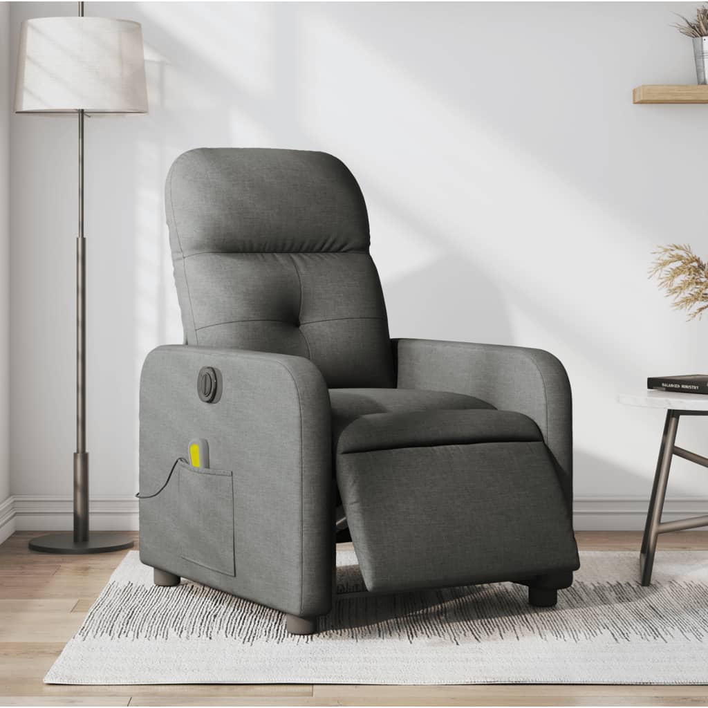 Sillón reclinable de masaje eléctrico tela gris oscuro qweo9419