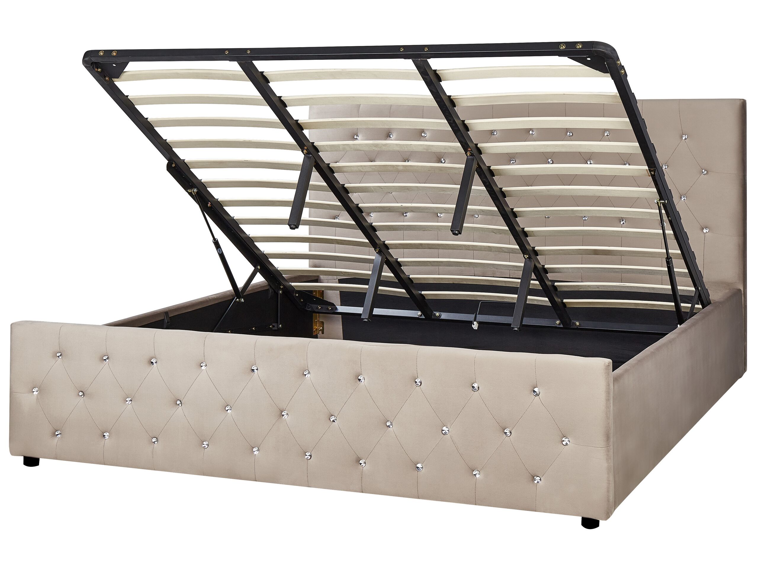 Cama con almacenaje amiens terciopelo gris pardo 180 x 200 cm