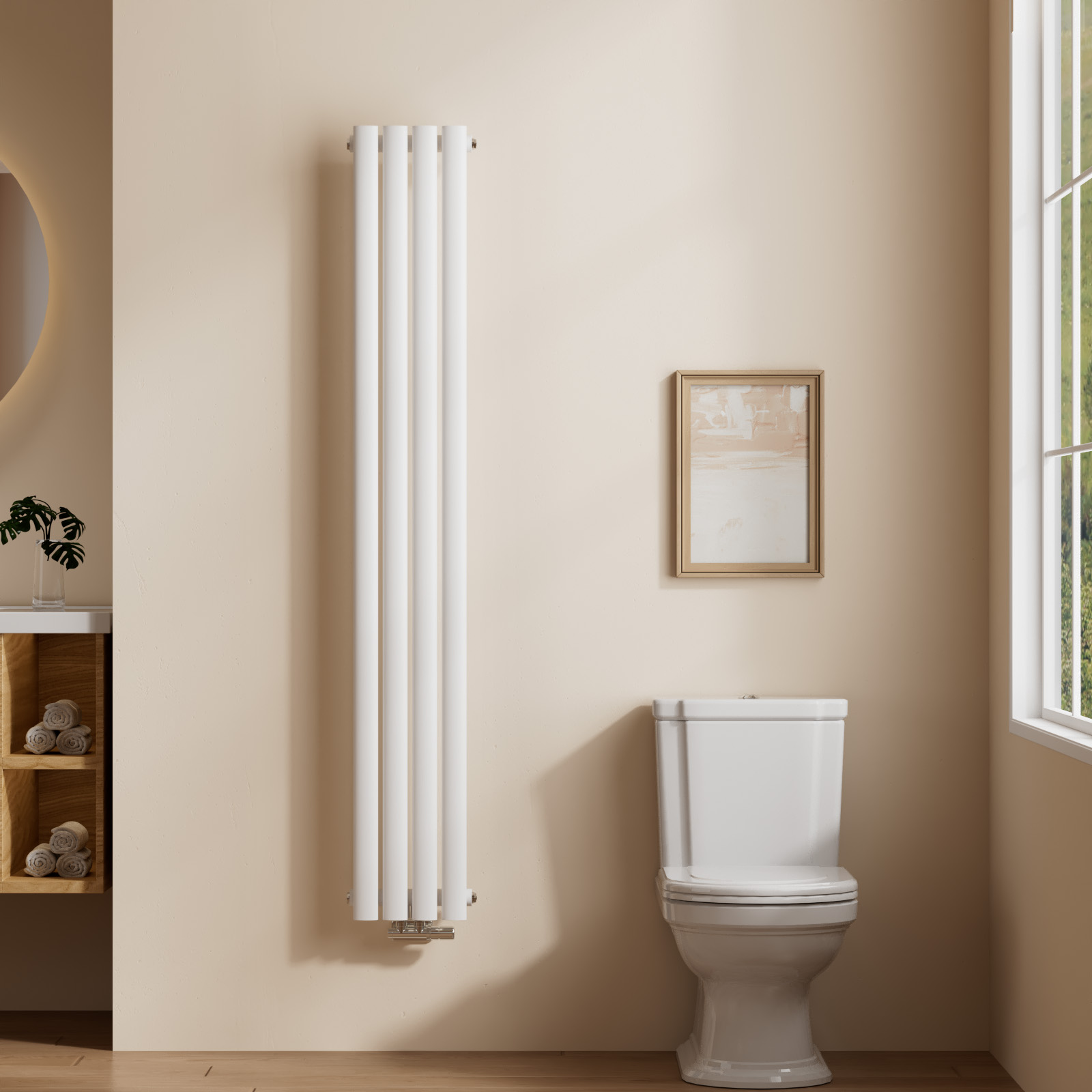 Emke radiador agua caliente tubo redondo blanco 160x24 cm monocapa