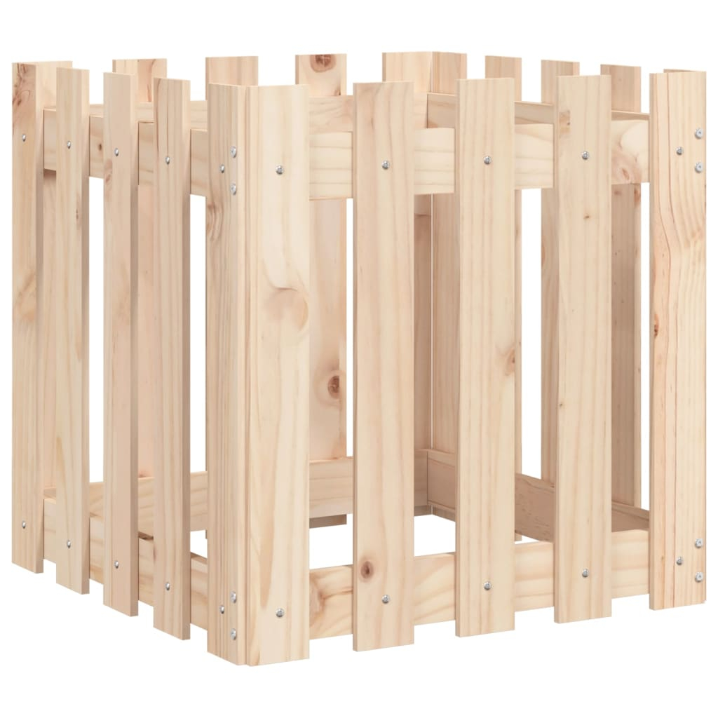 vidaXL jardinera con diseño de valla madera maciza de pino 50x50x50 cm