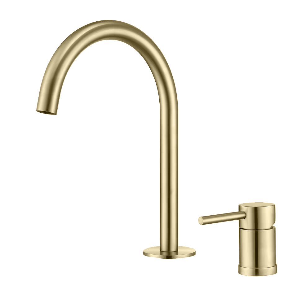 Valaz grifo de lavabo encastrado monomando cuello cisne oro mate