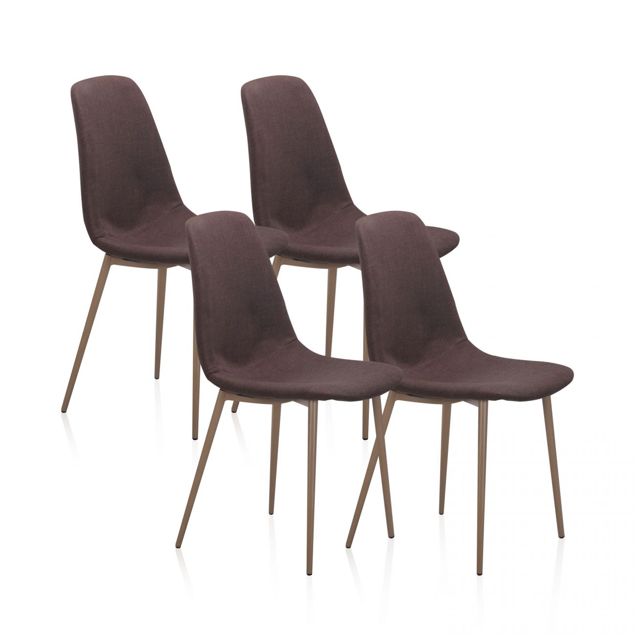 Pack 4 sillas de comedor 43x42 cm cai piel marrón