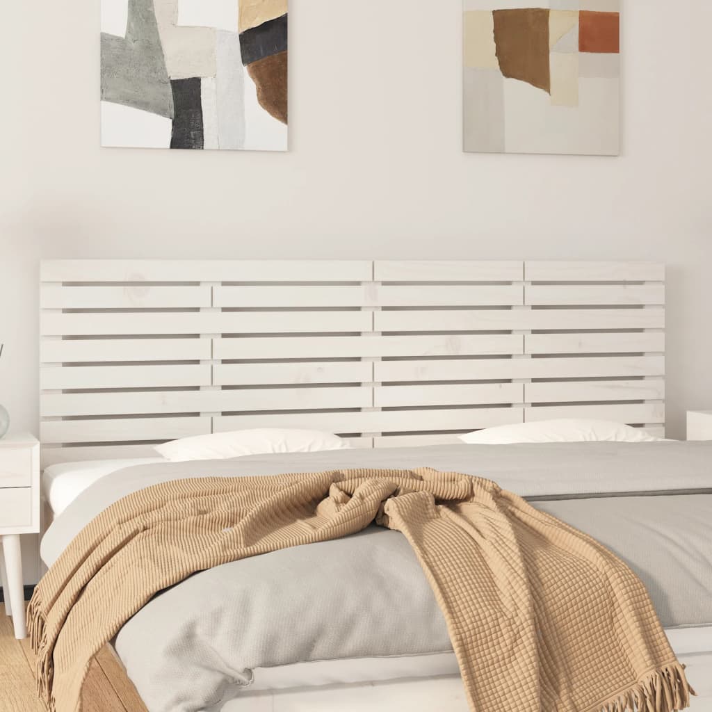 Cabecero de cama de pared madera maciza pino blanco 166x3x63 cm