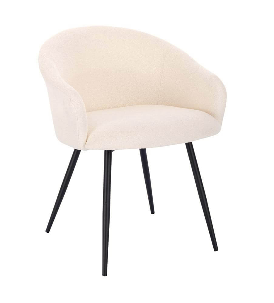 Silla de comedor bouclé con reposabrazos celeste - lote de 1 blanco