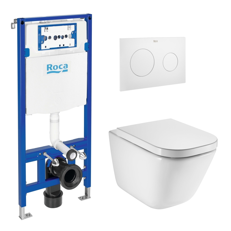 Roca duplo cisterna y pulsador pl10 blanco mate con inodoro roca the gap