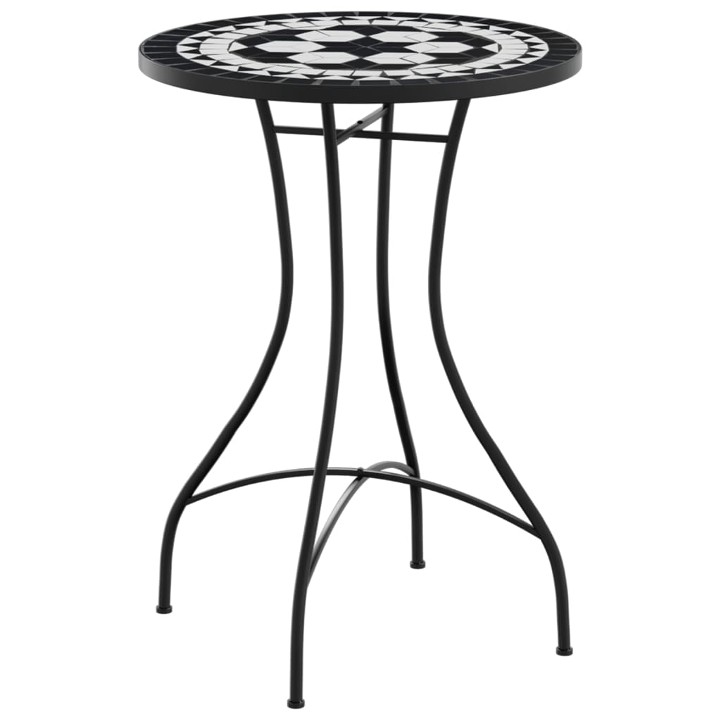 vidaXL mesa de bistró de mosaico cerámica negro y blanco ø50x70 cm