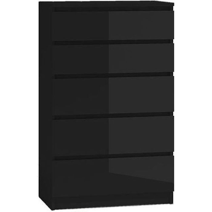 Cómoda 5 cajones - 70 x 39 x 125 cm - negro mate