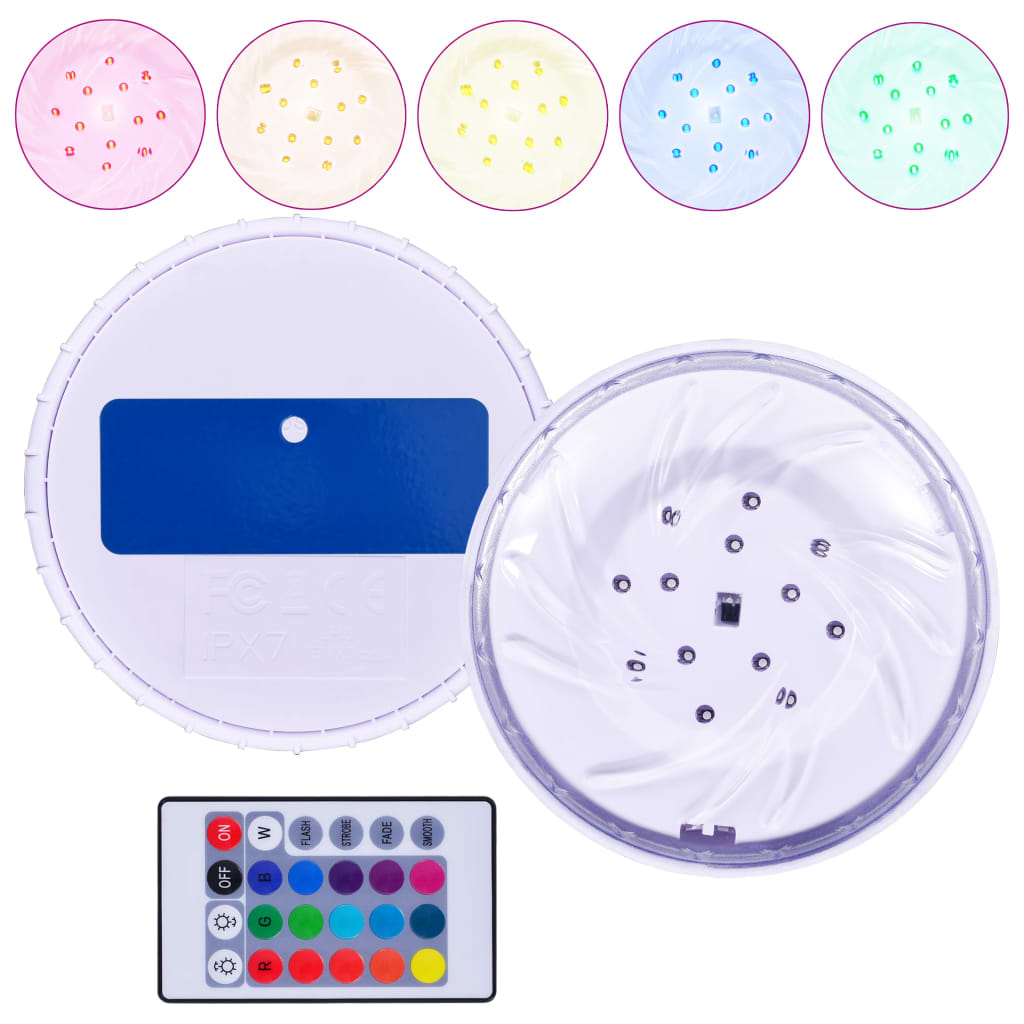 vidaXL lámpara LED sumergible flotante piscina con mando multicolor