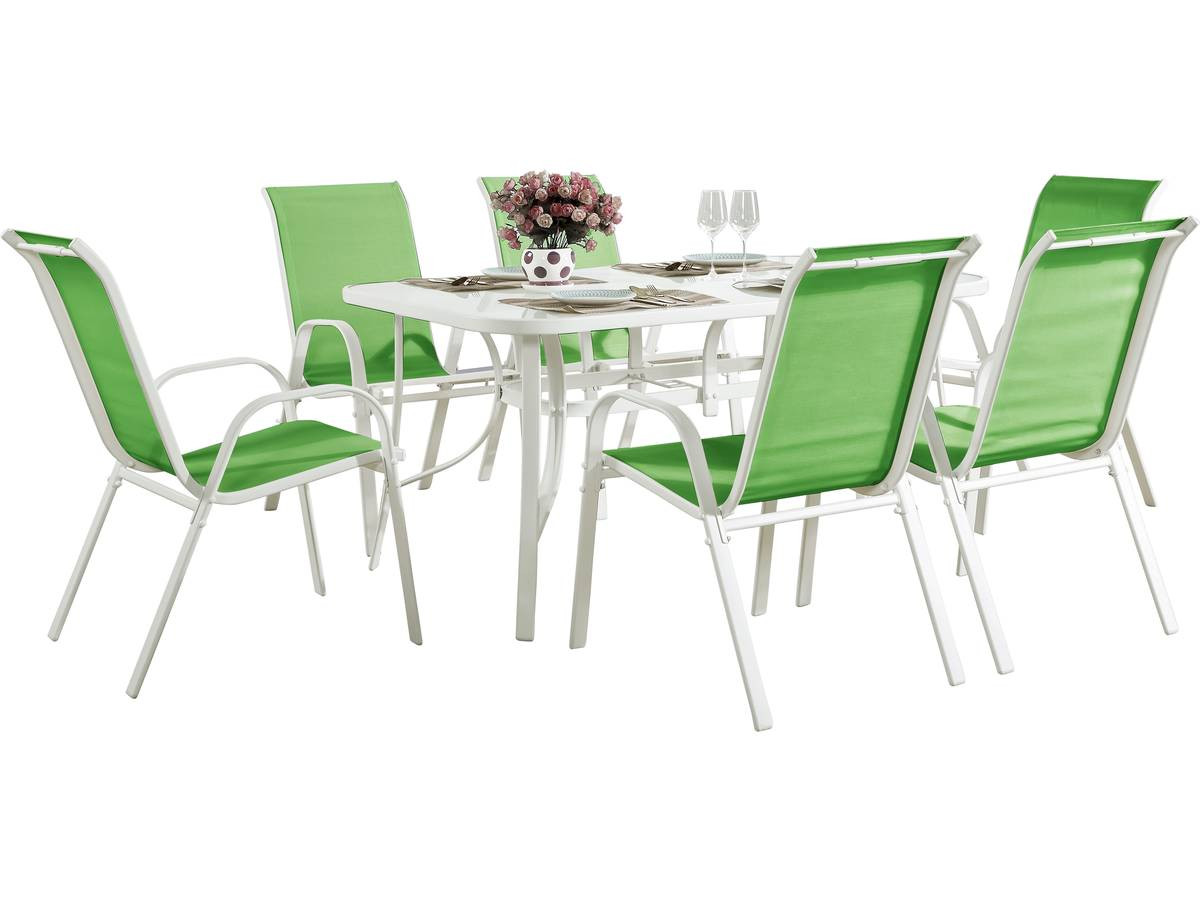 Conjunto de jardín mesa + 6 sillas de textileno "córdoba" - verde