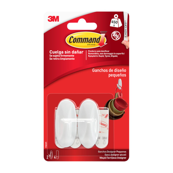 Gancho adhesivo pequeño blanco 3m 2 uds