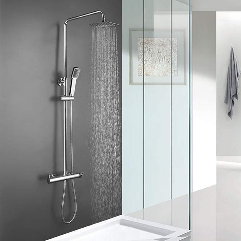 Kibath columna extralarga monomando vera cuadrada de 100-150 cm cromo