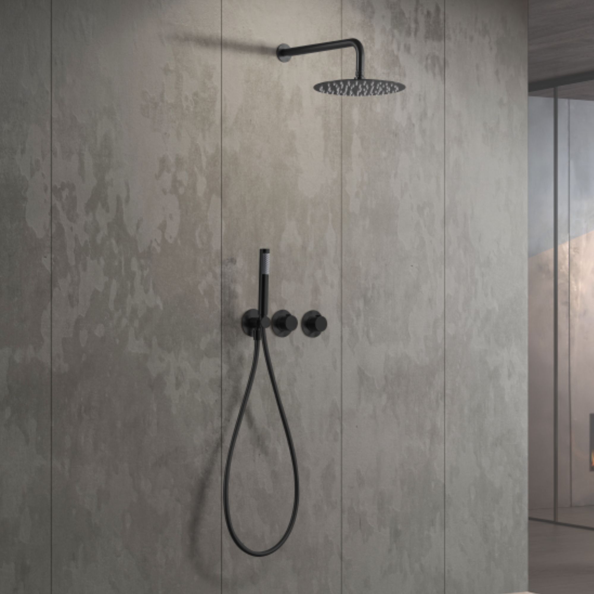 Imex - columna ducha empotrada termostática negro serie assen