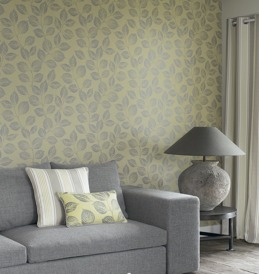 Papel pintado gaulan de hojas verdes dibujadas de árboles con 5.33m²