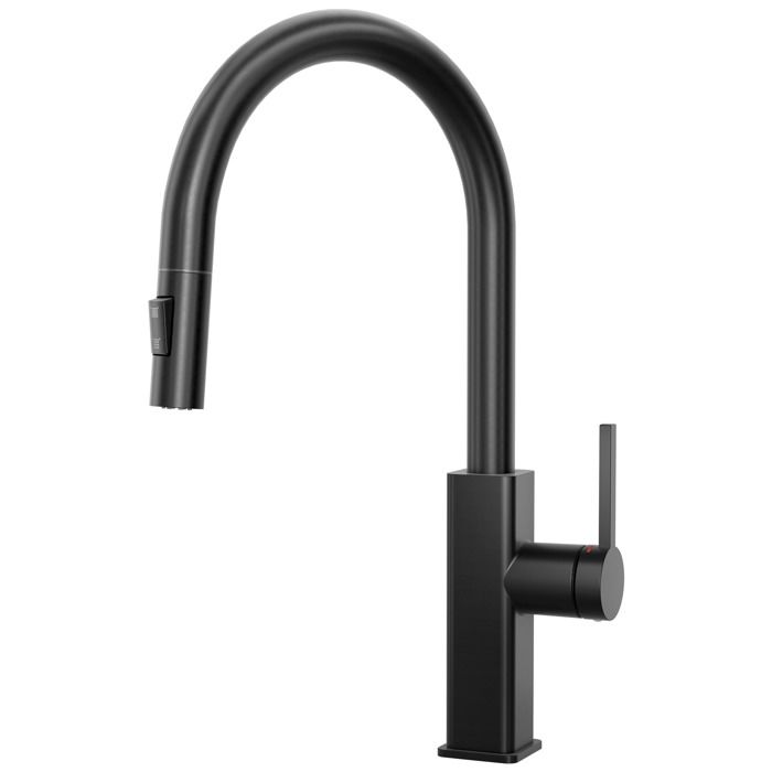 Grifo de cocina - inox - negro - ducha extraíble - giratorio 360° - 2 modos
