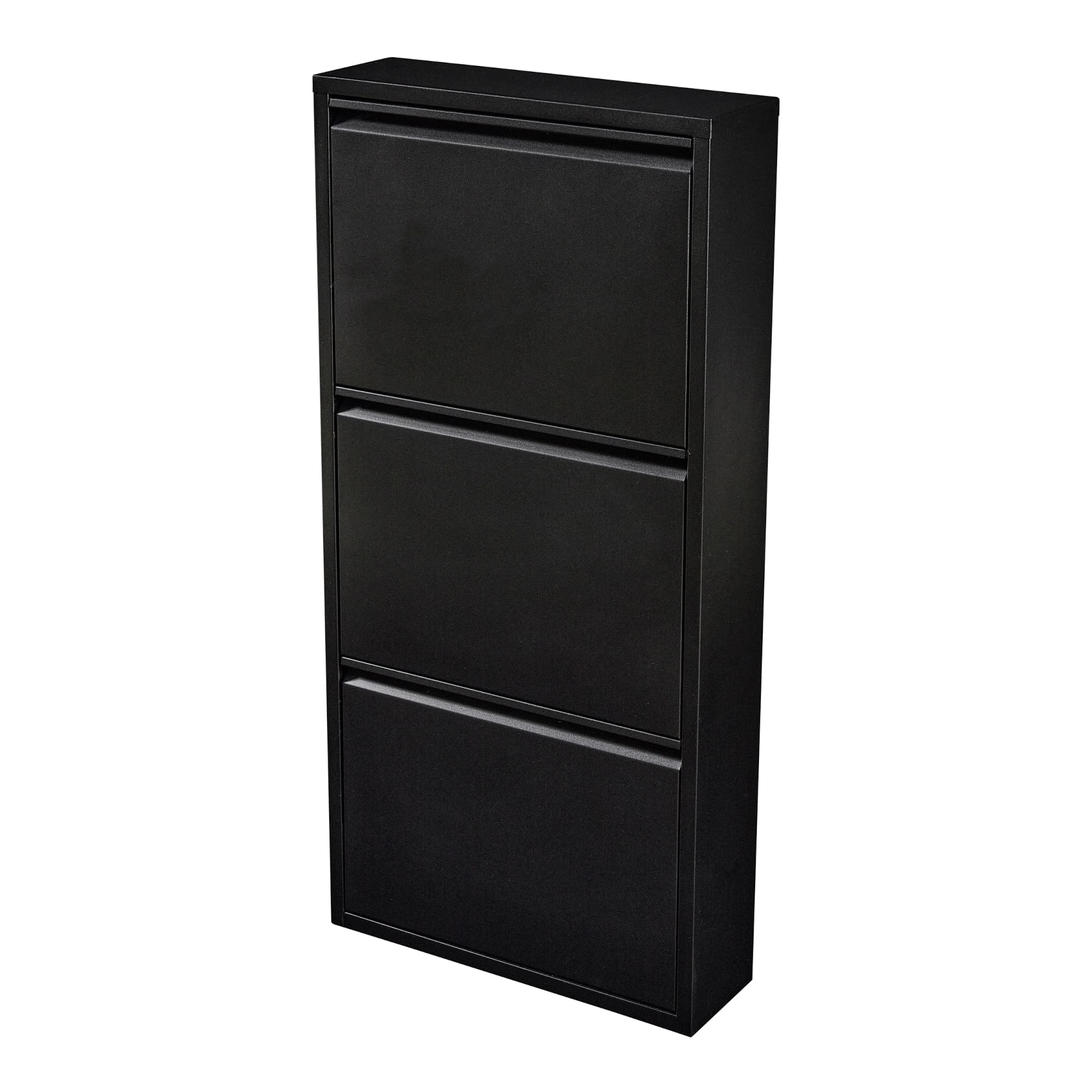 Zapatero sokndal con 3 puertas 104x50x15 cm metal - negro [en.casa]