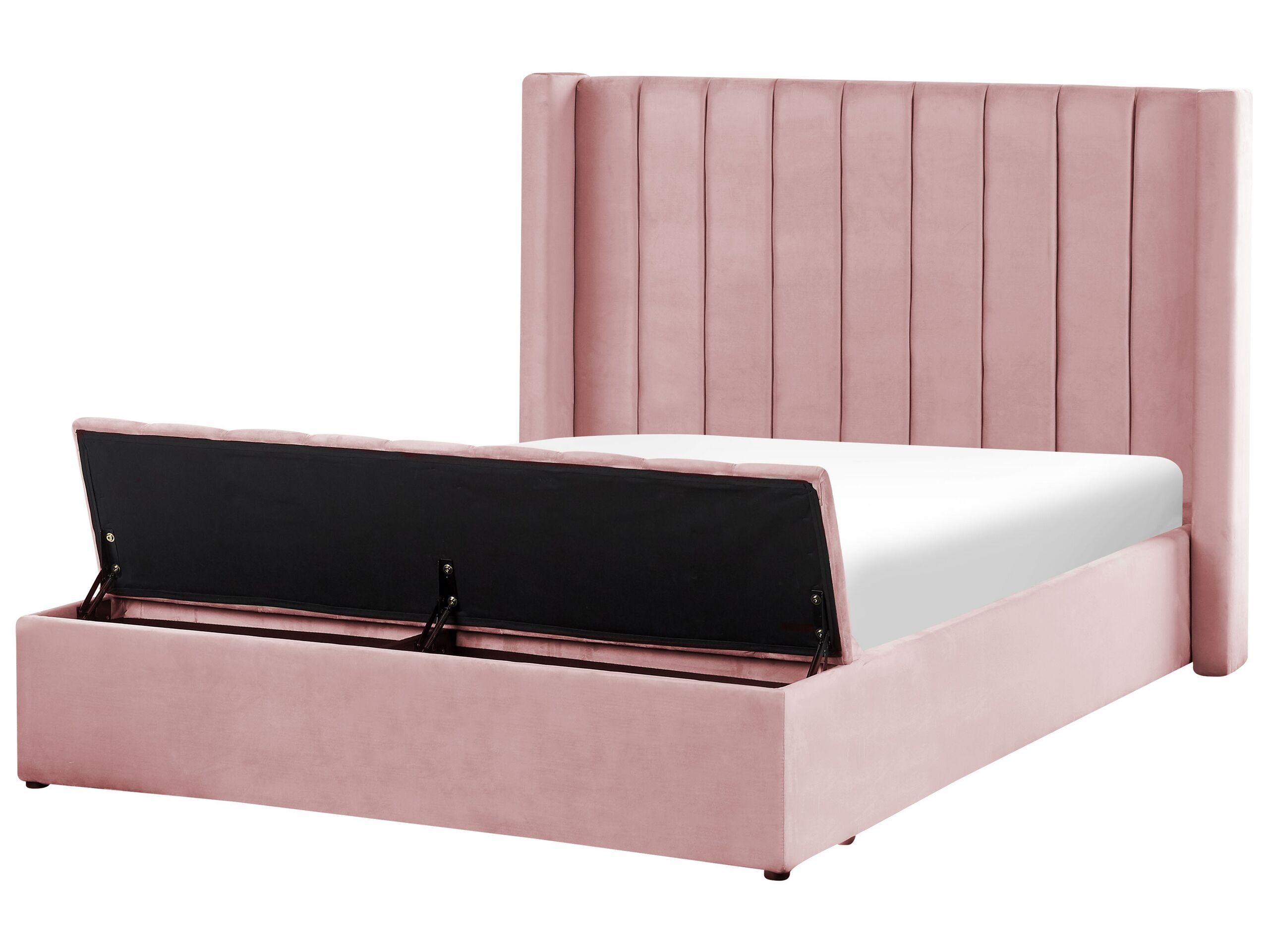 Cama con banco de almacenaje noyers terciopelo rosa 140 x 200 cm