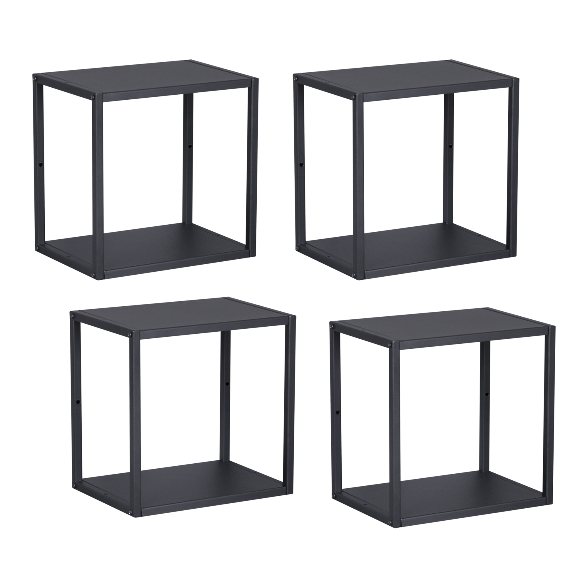 Juego de 4 estantes cubo de pared nostened metal negro [en.casa]