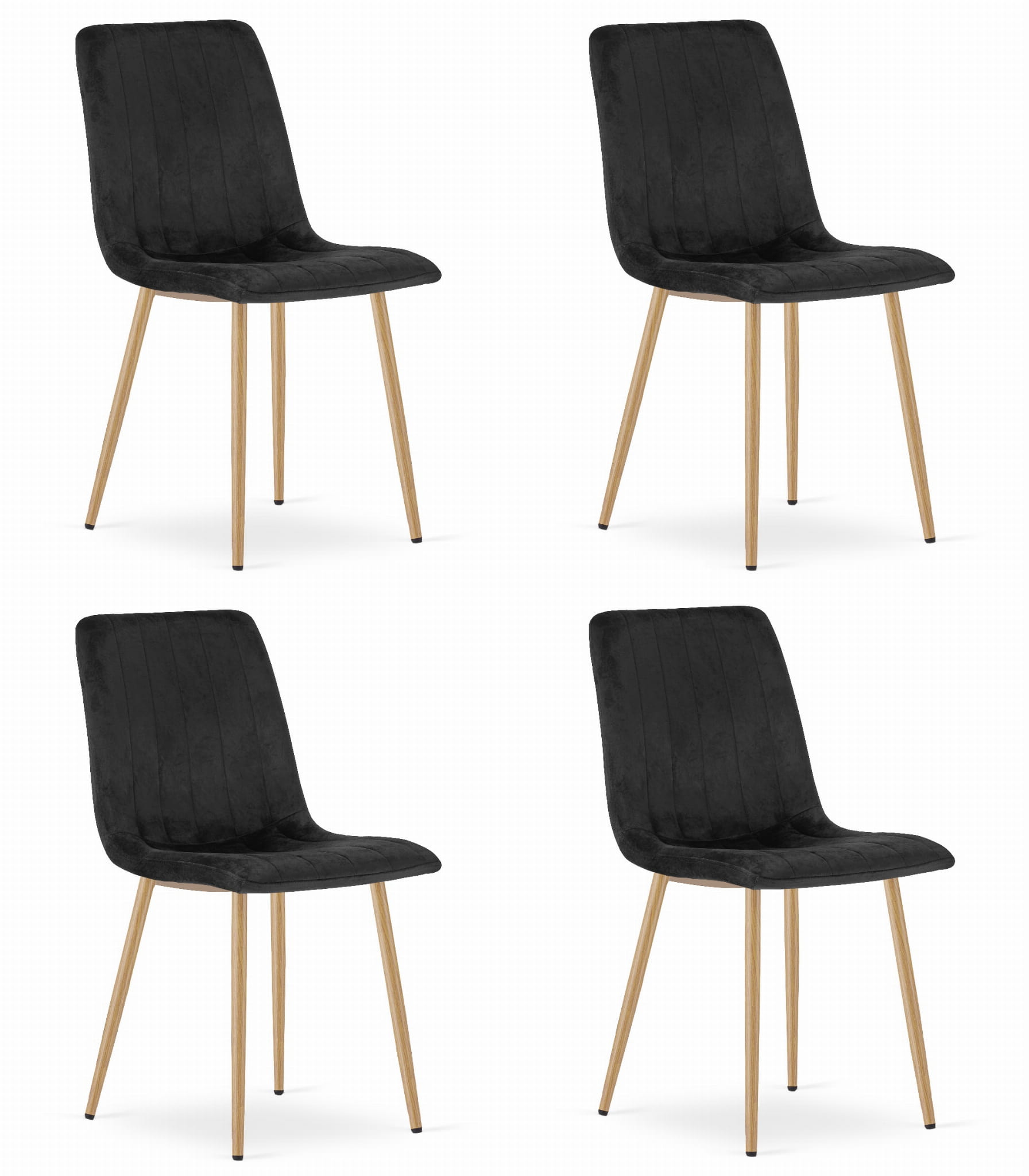 Valora sillas jewa terciopelo negro patas madera x4