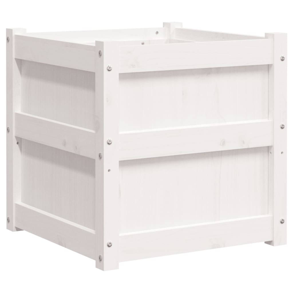 vidaXL jardinera madera maciza de pino blanco 50x50x50 cm