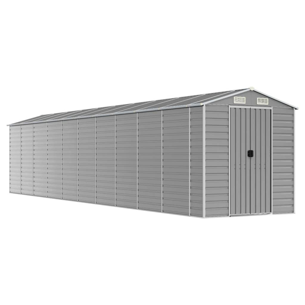 vidaXL caseta de jardín gris claro 191x895x198 cm acero galvanizado