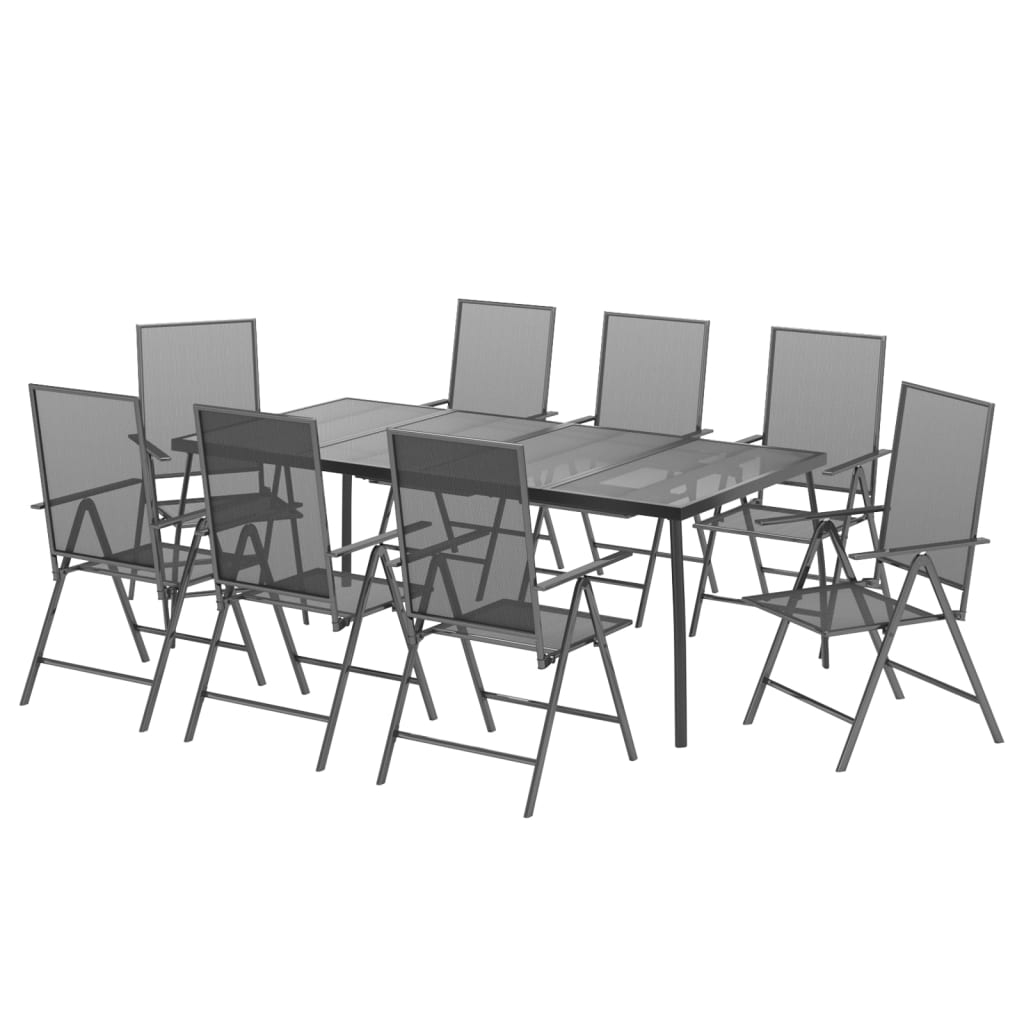vidaXL juego de comedor de jardín 9 piezas acero gris antracita