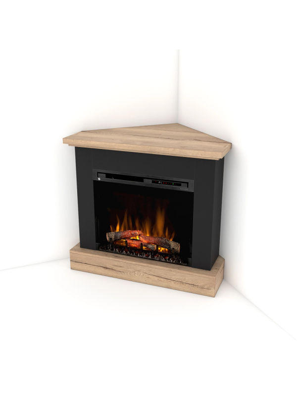 Chimenea eléctrica de esquina independiente yukon 28', negro/roble claro