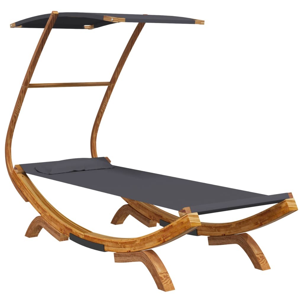vidaXL tumbona con dosel madera curvada gris antracita 100x190x134 cm