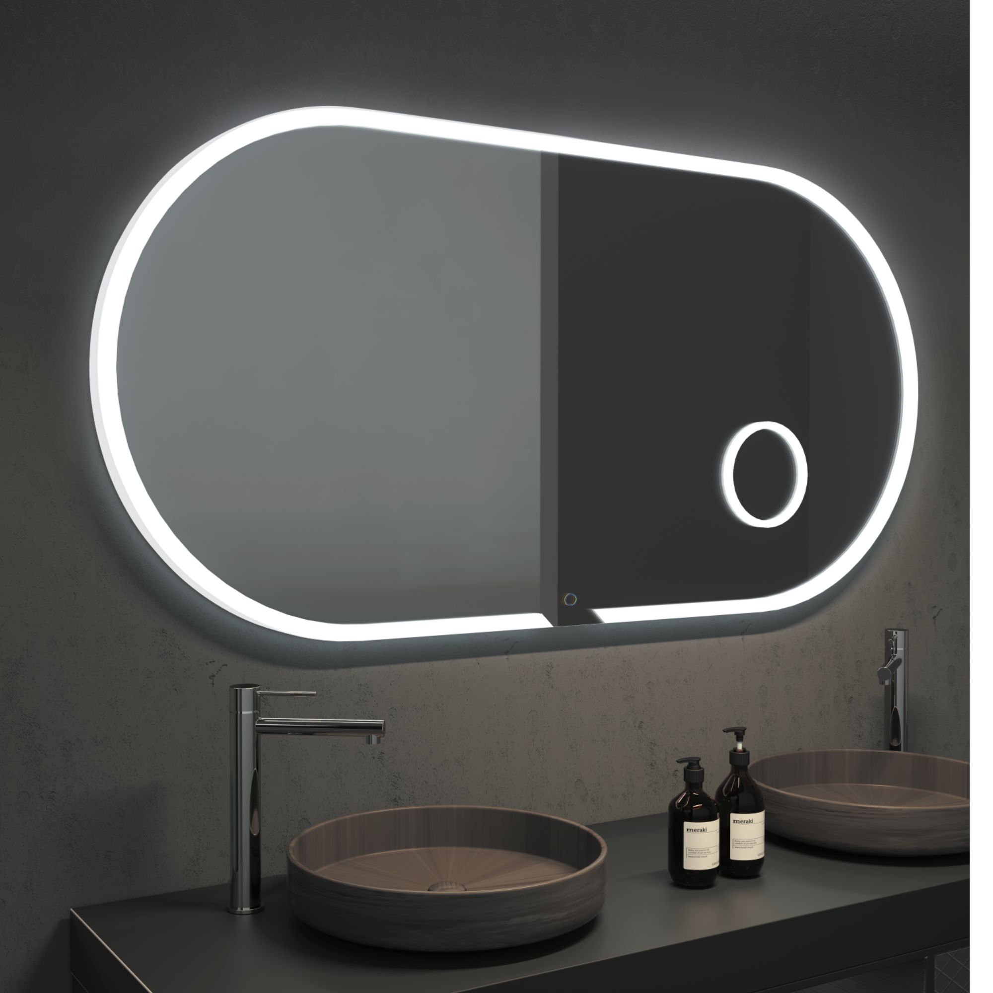 LEDimex - espejo ovalado 100x55cm LED antivaho x3 serie indiana