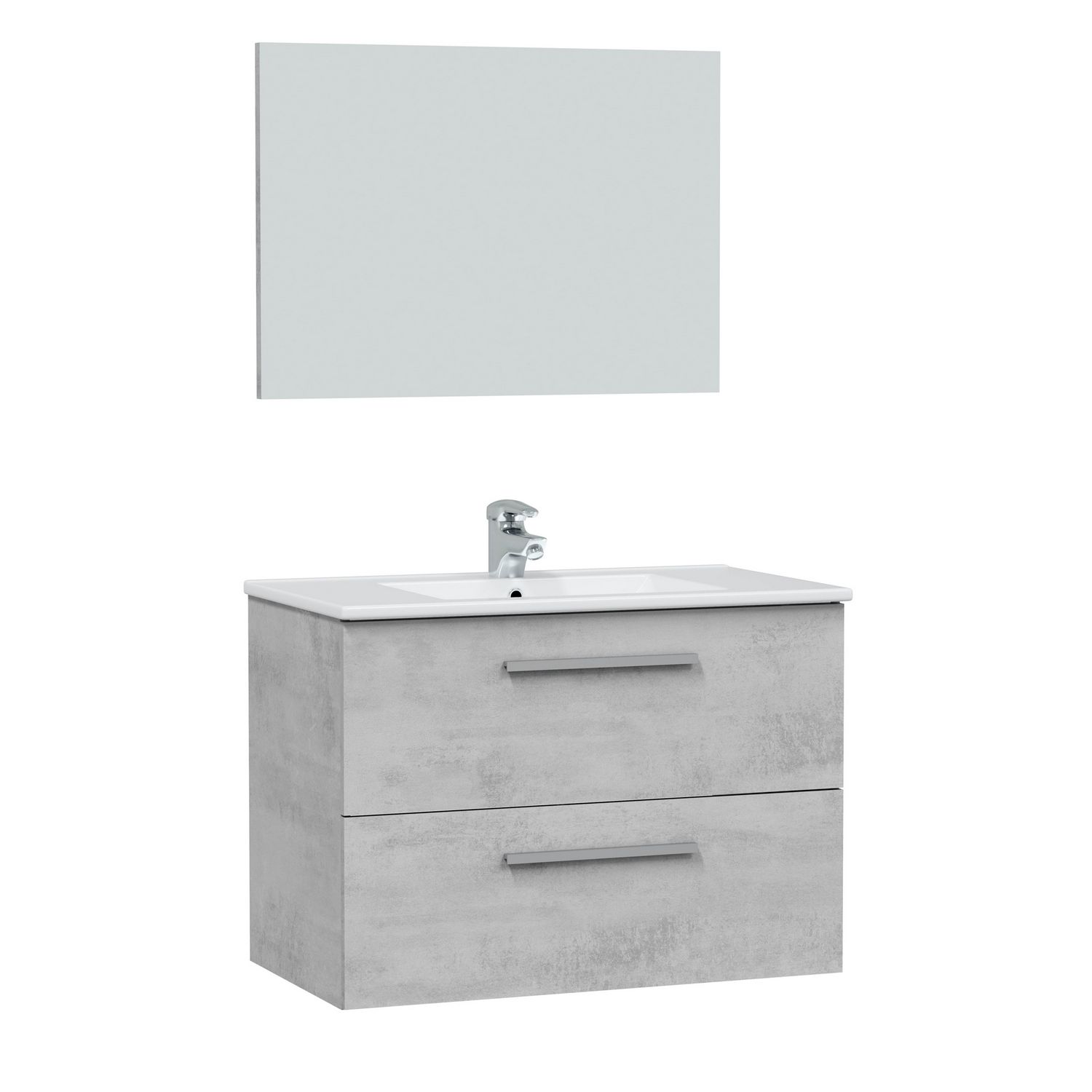 Mueble de baño axel 2 cajones con espejo, sin lavabo, color cemento