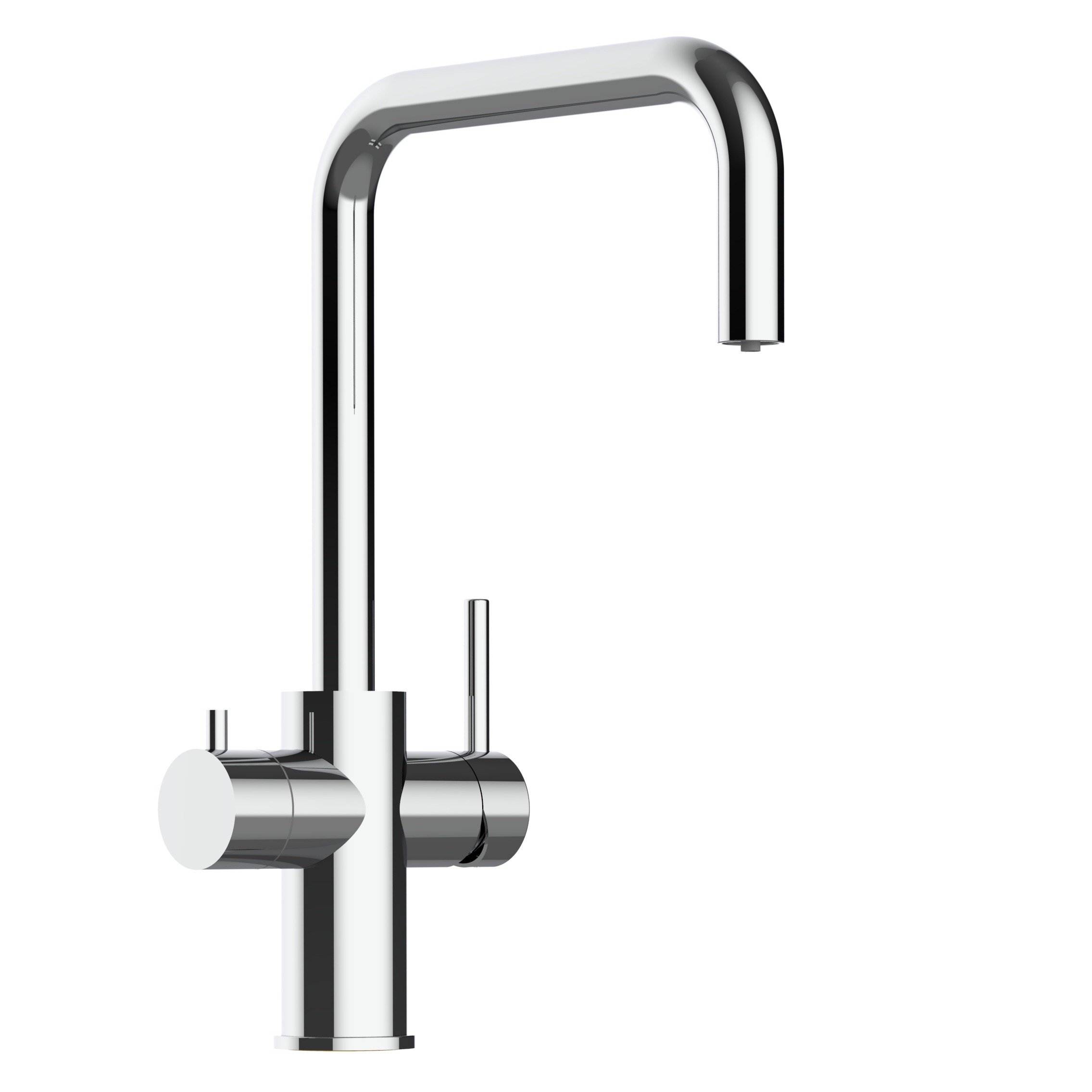 Grifo de cocina 5 vías acero inox pulido caño giratorio