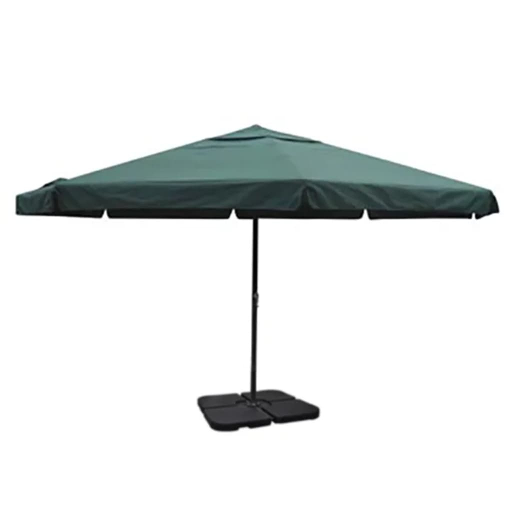 vidaXL sombrilla de jardín con base portátil aluminio verde