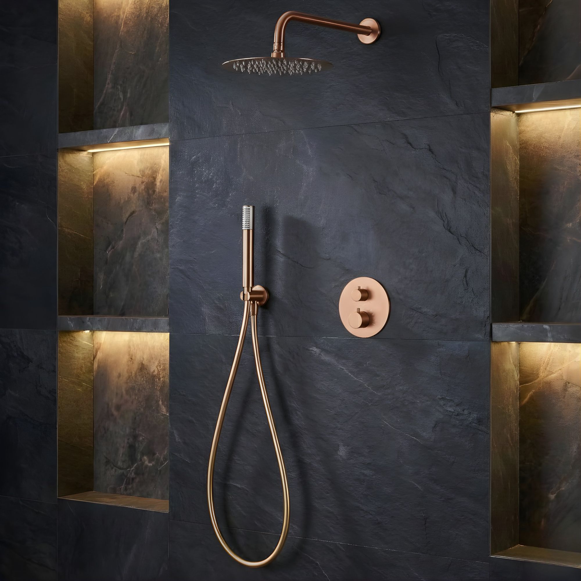Imex - columna ducha empotrada termostática oro rosa serie monza