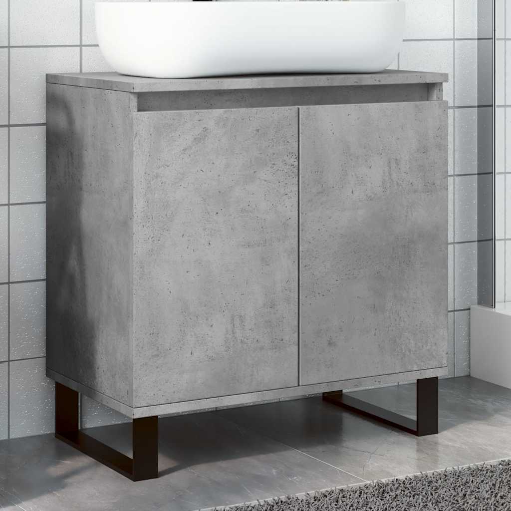 Armario de baño madera de ingeniería gris hormigón 58x33x60 cm esb5618