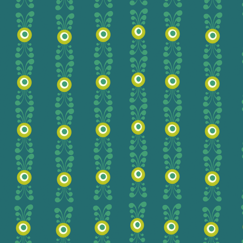Papel pintado floral vertical en verde 60cm por 300cm