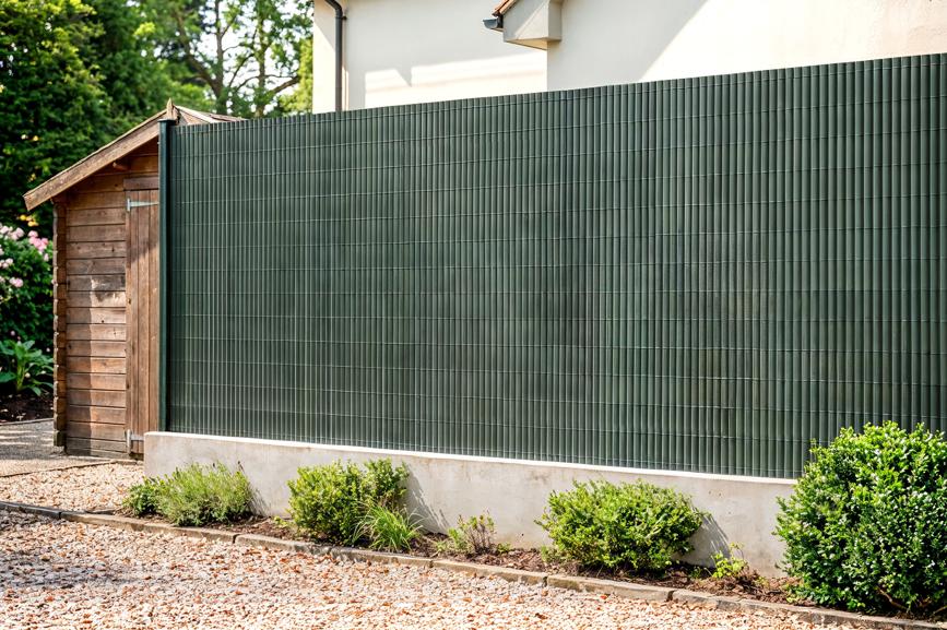 Pantalla de caña de PVC viso, 5 m x 1,5 m, verde